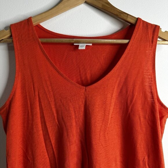 J Jill Zinnia Orange Linen Blend Tassel Fringe V-Neck Tank Top Sz S Boho Western - Picture 3 of 10